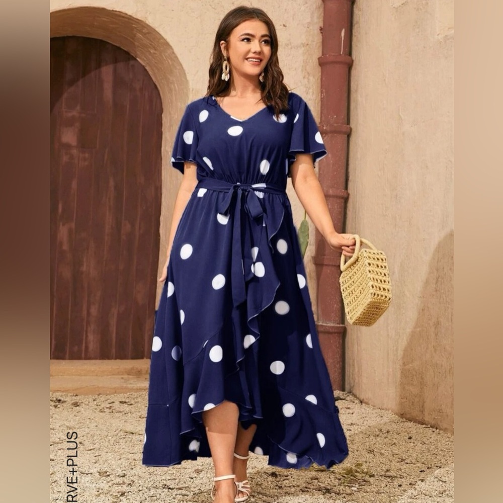 Polka dot SHEIN dress- navy.